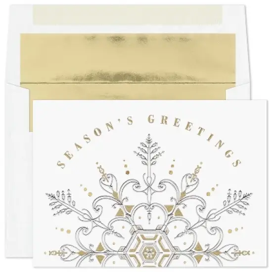 Masterpiece Studios 15-Count Boxed Christmas Cards with Foil-Lined Envelopes, 5.6" x 7.8" Silver and Gold Snowflake (964900) image {1}