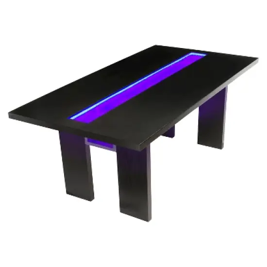Stevenson&nbsp;Glass Insert Open Shelf w/Led Lights Dining Table Black - HOMES: Inside + Out image {3}