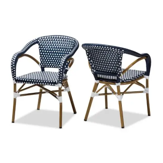 Set of 2 Eliane Indoor and Outdoor Stackable Bistro Dining Chairs - BaxtonStudio image {7}