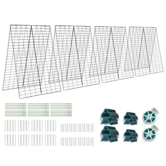 Costway 4 PCS Foldable Cucumber Trellis A-Frame Plant Supports with Twist Ties Green image {9}