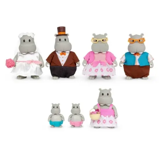 Li'l Woodzeez Pitterpotemus Hippo Family Small Figurines Wedding Set image {3}