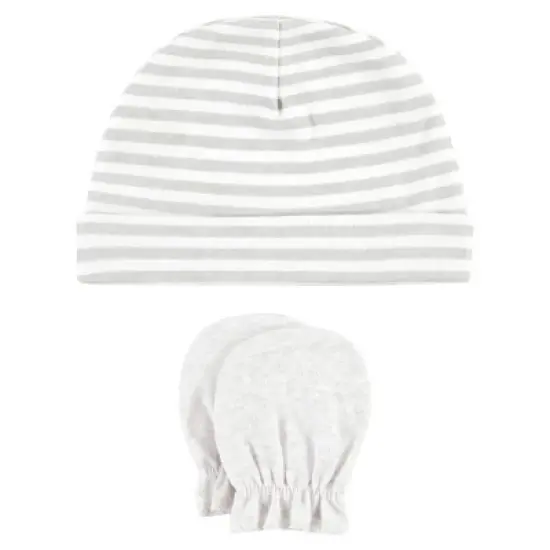 Hudson Baby Unisex Baby Cotton Cap and Scratch Mitten Set, Neutral Elephant, 0-6 Months image {5}