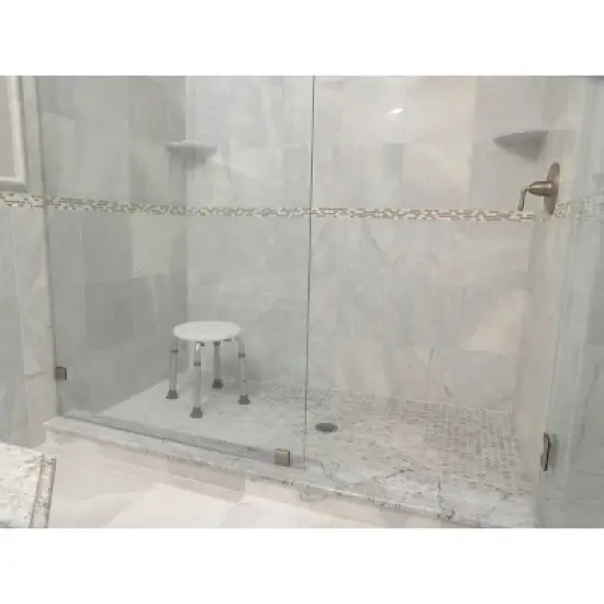 Drive Medical Adjustable Height Bath Stool - Plastic Shower Seat - White image {2}