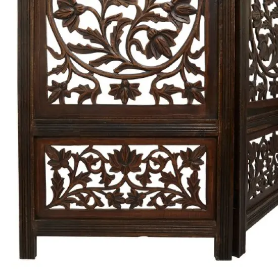 Traditional Wood Irregular Room Divider Screen Brown - Olivia & May image {4}