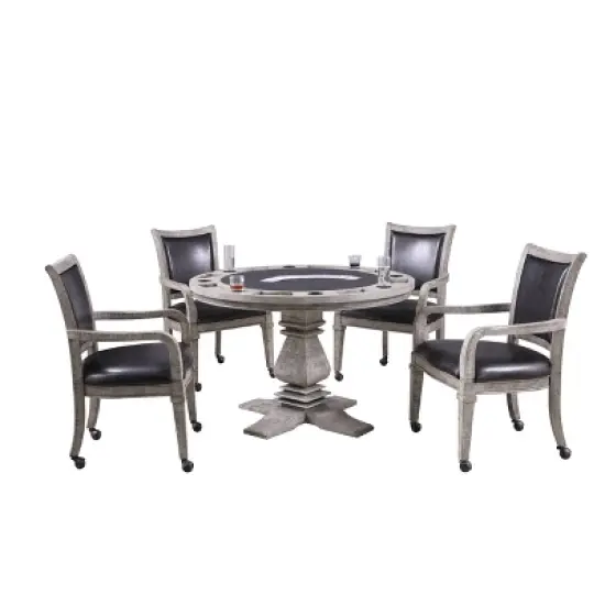 Hathaway Montecito Dining and Poker Table Set with Four Chairs - Driftwood image {2}