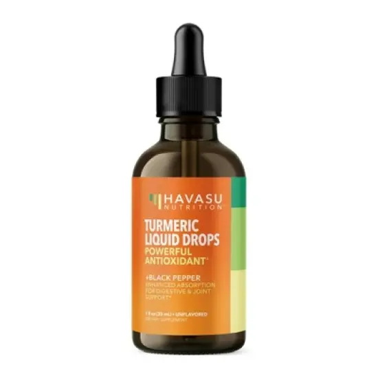 Organic Turmeric Liquid Drops, Liquid Turmeric 1000mg Enhanced Absorption for Digestive & Joint Support, Unflavored, Havasu Nutrition, 1 fl oz image {3}