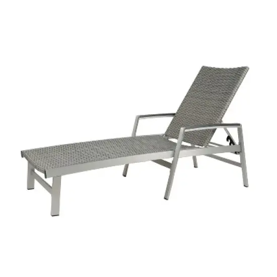 GDFStudio Joy Outdoor Wicker and Aluminum Adjustable Chaise Lounge, Gray/Silver image {3}