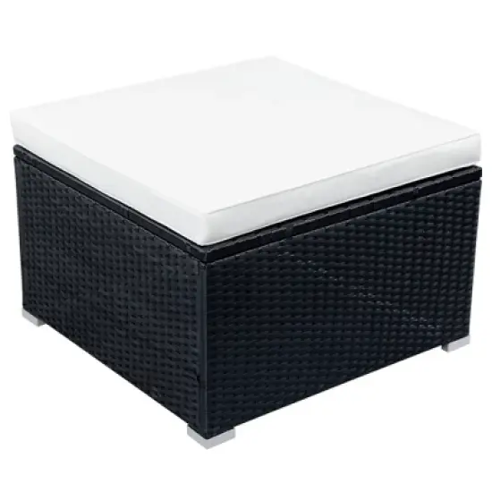 9pc Wicker Patio Set with Cushions - Black/Beige - GODEER image {8}