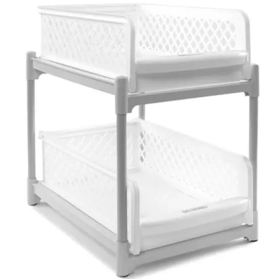 IdeaWorks Sliding Cabinet Baskets - White 9 inch 3 Pieces image {1}