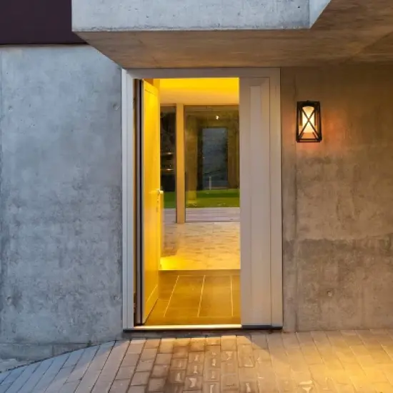 12.2" Metal/Glass Outdoor Wall Lamp Black - LNC image {2}