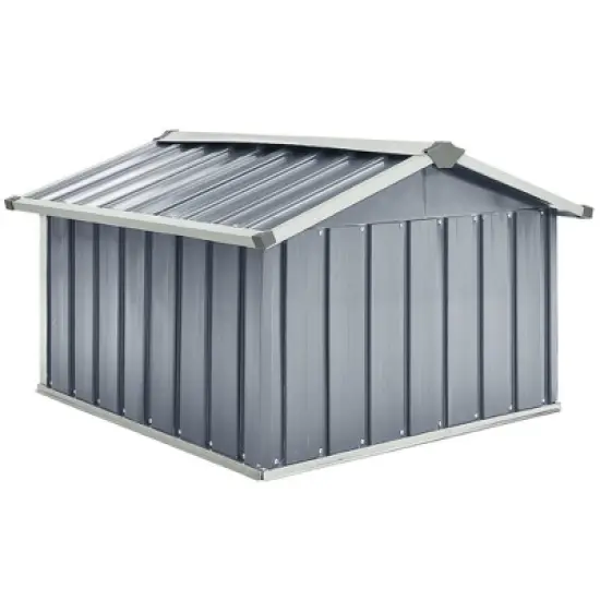 vidaXL Garden Shed Grey Galvanized steel Standard Durable Garden Shed image {4}
