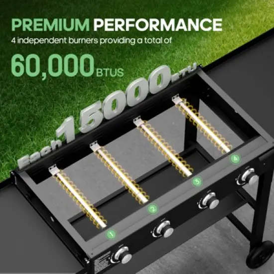 SKONYON 4-Burner Gas Grill  60000 BTU Propane Griddle with Side Board image {1}