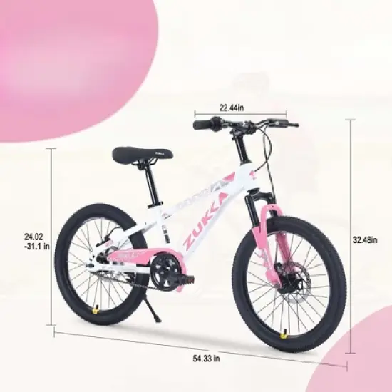 INFURNIC Bicycles, 20 Inch Mountain Bike, MTB with Height Adjustable Saddle and Handlebar for Teenager Childrens, Pink, 22.44"*32.48"*54.33" image {1}
