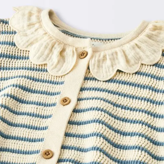 Baby Girls' 2pc Striped Peter Pan Collared Sweater Set - Cloud Island&trade; Blue image {2}