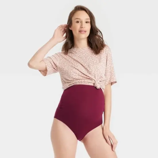 Maternity 3pk Over the Belly Hipster Underwear - Auden&trade; Pink/Maroon/Black image {1}