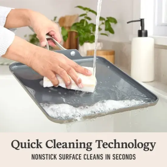 Calphalon Premier Ceramic Mushroom Square Griddle: Nonstick Anodized Aluminum, Oven & Dishwasher Safe, 10-Year Warranty image {1}