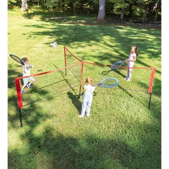 HearthSong Jumbo 3-in-1 Three-Way Game Set Featuring Badminton, Tennis and Volleyball for Kids image {3}