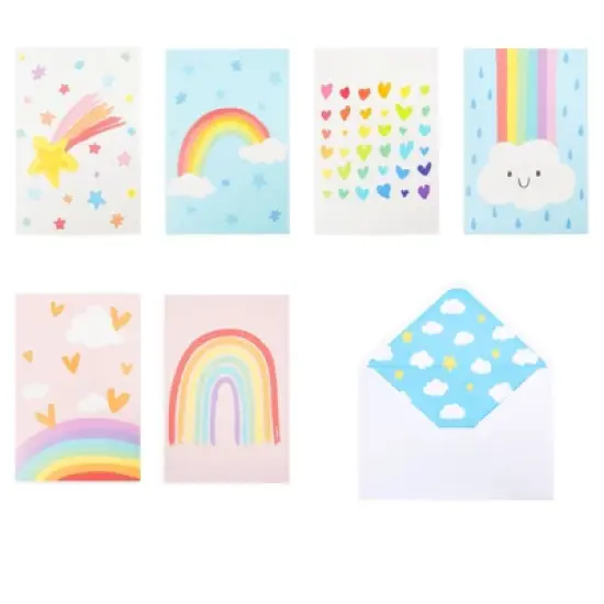 Paper Junkie 48 Pack Pastel Rainbow Thank You Cards, 4x6 Blank Cards and Envelopes for Baby Showers, Birthdays, All Occasion, 6 Designs image {2}