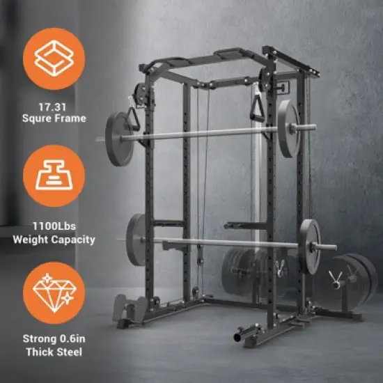 2000LB Power Cage with Dual Pulley System - 5-In-1 Squat Rack, Pull-Up Station & Dip Bars | Space-Saving Home Gym image {2}