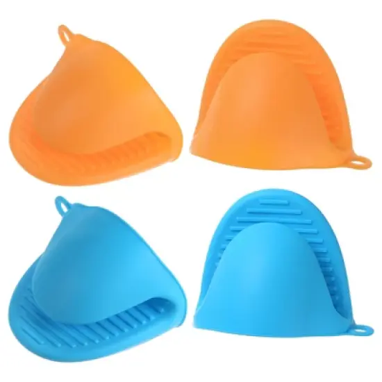 Unique Bargains Heat Resistant Kitchen Utensil Sets Silicone Oven Mitts 4 Pcs image {16}