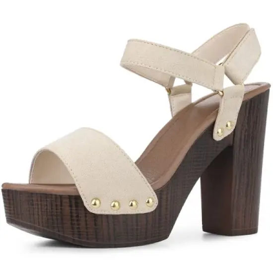 Perphy Round Toe Platform Slingback Chunky Heel Sandals for Women image {7}
