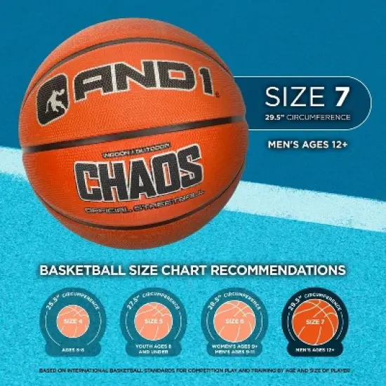 AND1 Fantom Graffiti Rubber Basketball: Official Regulation Size 7 (29.5 inches) - Deep Channel Construction, Made for Indoor Outdoor Games image {5}