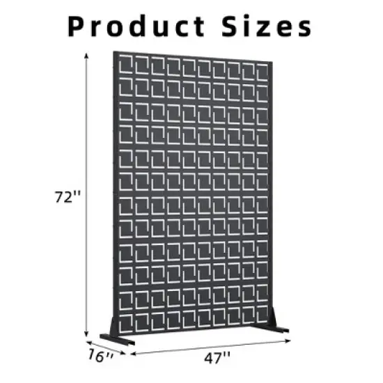 1-Piece Black Rectangle Outdoor Metal Screen Decorative Art Panel,Outdoor Garden Screen image {5}