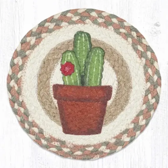 Earth Rugs Cactus Jute Trivet &ndash; Hand-Stenciled Round Hot Pad by Suzanne Pienta image {3}