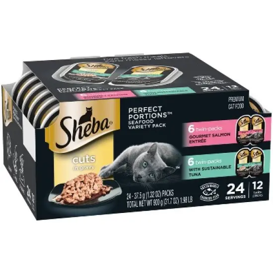 Sheba Perfect Portions Cuts In Gravy Salmon & Sustainable Tuna Premium Wet Cat Food Salmon & Tuna Entr&eacute;e - 2.6oz/12ct Variety Pack image {3}