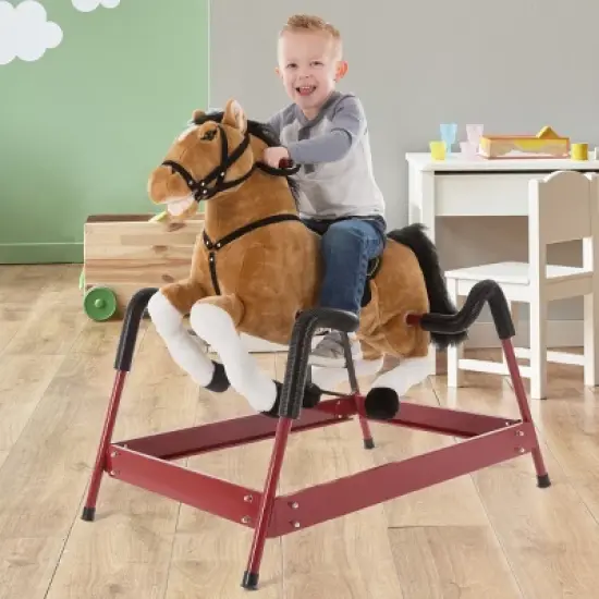 Toy Time Plush Spring Rocking Horse Ride-On, Brown image {3}