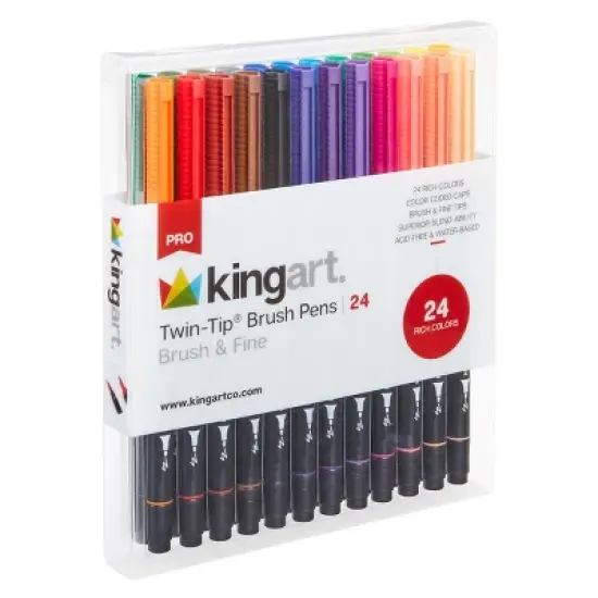KINGART PRO Twin-Tip Brush Pens 24 Colors image {8}