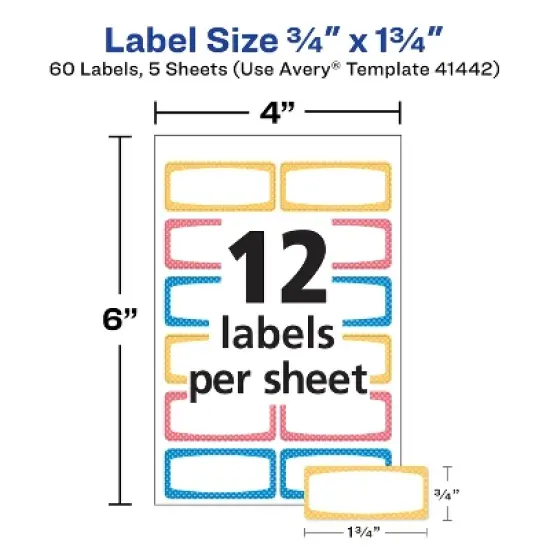 Avery Durable Labels, 3/4" x 1-3/4", Assorted, 3-Pack (31442) image {3}