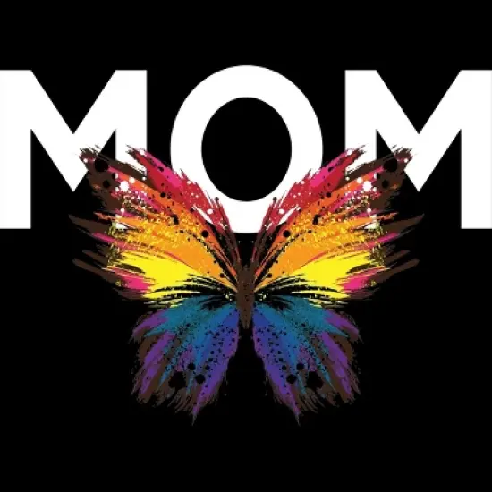 Junior's Design By Humans Mother's Day Rainbow Butterfly Mom By MeowShop T-Shirt image {1}