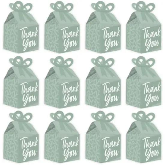 Big Dot of Happiness Sage Green Elegantly Simple - Square Favor Gift Boxes - Guest Party Favors Bow Boxes - Set of 12 image {3}