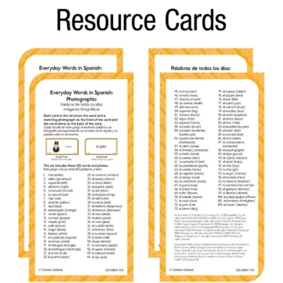 Carson Dellosa Education Everyday Words in Spanish: Photographic Flash Cards, Grade PK-8 image {2}