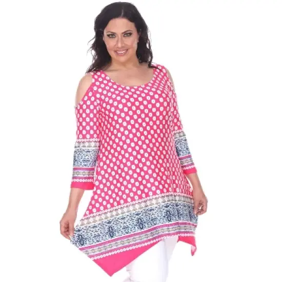 Women's Plus Size Antonia Cold Shoulder Tunic with Pockets - White Mark image {7}