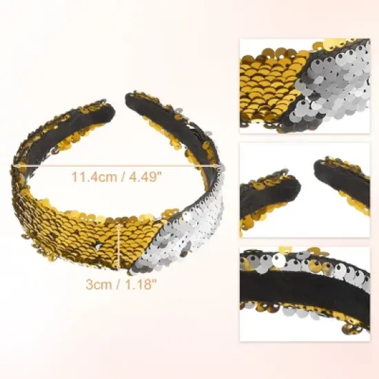 Unique Bargains Women's Sparkle Sequins Headbands Gold Tone Silver Tone 1 Pc image {5}
