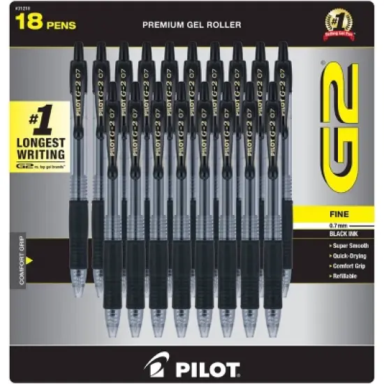 Pilot 18pk G2 Gel Pens Fine Point 0.7mm Black Ink image {8}