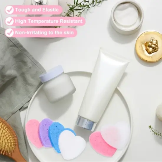 Unique Bargains Portable High-Temperature Resistant Non-Irritating Face Cleansing Sponges Heart-Shaped 120 Pcs image {2}