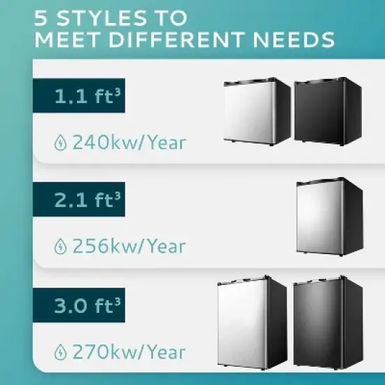 Simzlife 1.1/2.1/3.0 cu. ft. Upright Freezer, Mini Dorm Freezer with Reversible Single Door, Temperature Control, 2 Shelves, Low Noise, Black/Silver image {6}