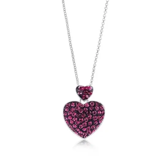 Chanteur Hypoallergenic Kids Jewelry Accessories Hearts Purple Crystal Enamel White Gold Palladium Plating Girl's Pendant Necklace image {1}