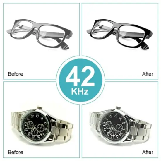 UKOKE UUC06S Ultrasonic Jewelry Cleaner &ndash; 0.6L Portable Timer Device for Eyeglasses, Dentures, Watches, Rings &ndash; Silver, Deep Cleaning image {3}