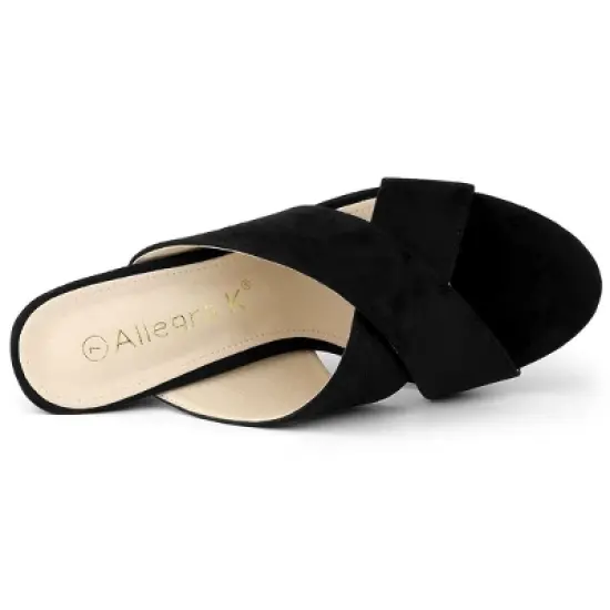 Allegra K Women's Crisscross Strap Block Heel Slide Sandals image {4}