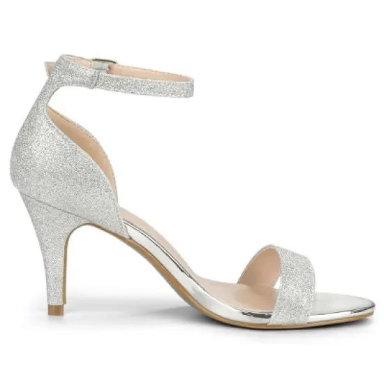 Perphy Women's Glitter Ankle Strap Stiletto Heels image {5}