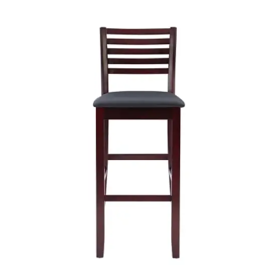 30" Torino Ladder Back Barstool Upholstered Seat - Espresso Wood - Linon image {2}