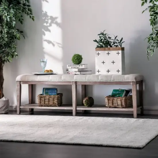 Wixam Tufted Bench Beige/Brown - HOMES: Inside + Out image {1}