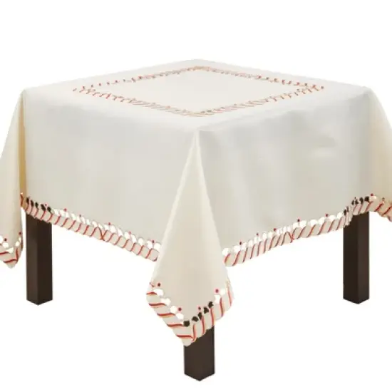 Saro Lifestyle Candy Cane Design Holiday Christmas Tablecloth image {7}