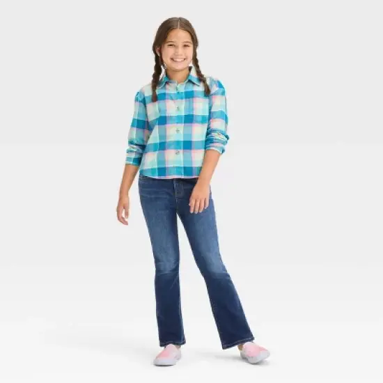Girls' Long Sleeve Button-Down Plaid Shirt - Cat & Jack&trade; image {2}