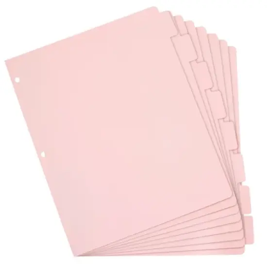 Paper Junkie 12 Sets Pink 8 Tab Dividers for 3 Ring Binder, Binder Separators with Tabs, Bulk Pack of 96 Total Page Dividers, Letter Size, 9.5x11 in image {7}