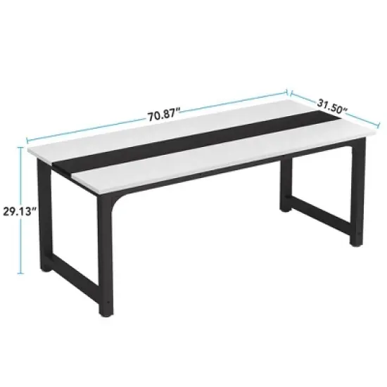 Resenkos Computer Desk, Gaming Desk,Computer Desk, Office Desk Computer Table Study Writing Desk,White & Black image {1}